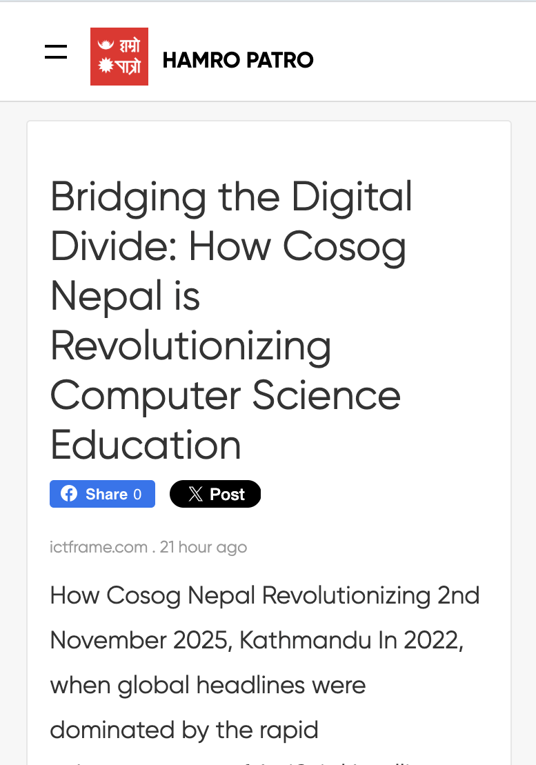 Bridging the Digital Divide: How Cosog Nepal is Revolutionizing Computer Science Education